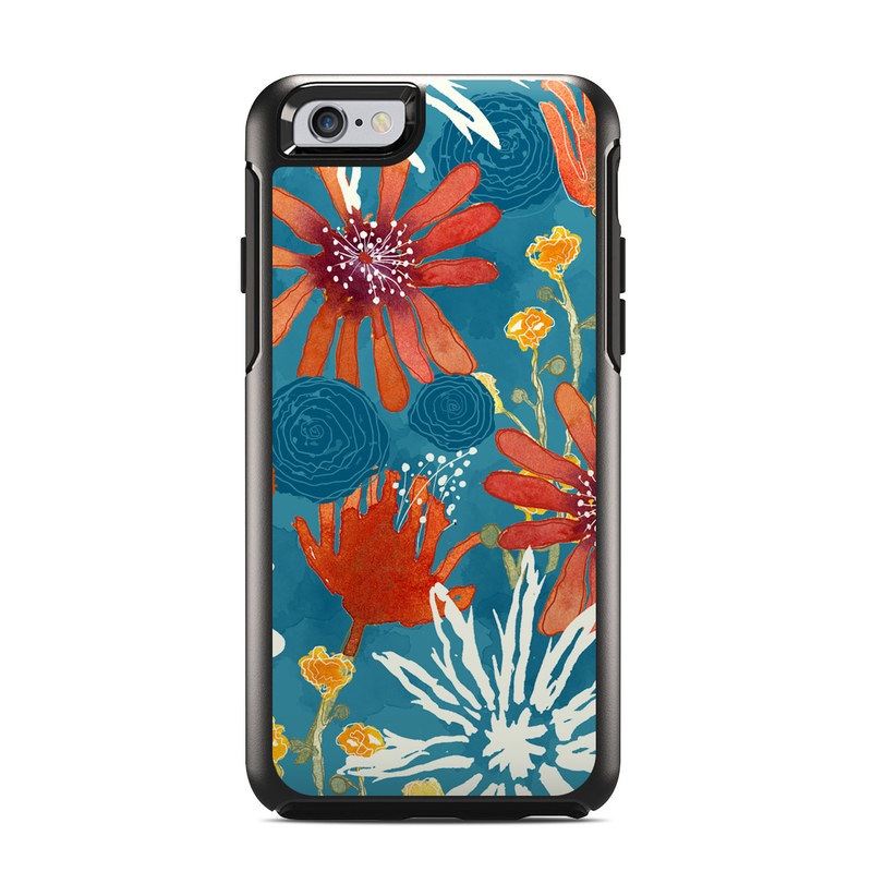 OtterBox Symmetry iPhone 6s Case Skin design of Pattern, Visual arts, Wrapping paper, Design, Wildflower, Floral design, Textile, Flower, Plant, Motif, with blue, red, gray, yellow, green colors