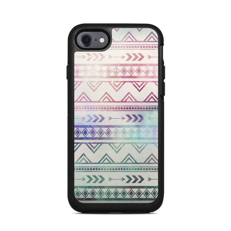 OtterBox Symmetry iPhone 8 Case Skin design of Pattern, Line, Teal, Design, Textile, with gray, pink, yellow, blue, black, purple colors