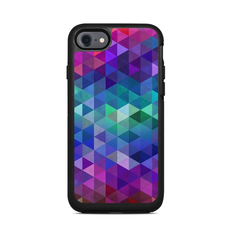 OtterBox Symmetry iPhone 8 Case Skin design of Purple, Violet, Pattern, Blue, Magenta, Triangle, Line, Design, Graphic design, Symmetry, with blue, purple, green, red, pink colors