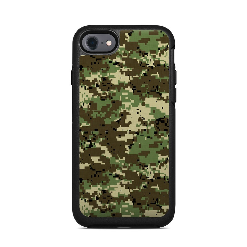 OtterBox Symmetry iPhone 8 Case Skin design of Military camouflage, Pattern, Camouflage, Green, Uniform, Clothing, Design, Military uniform, with black, gray, green colors