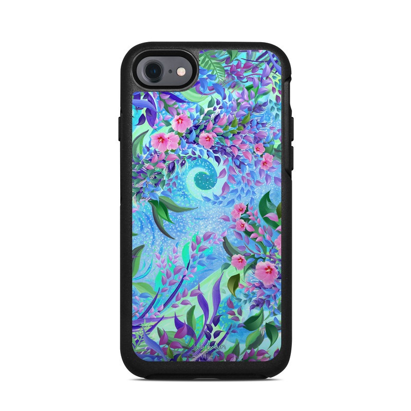OtterBox Symmetry iPhone 8 Case Skin design of Psychedelic art, Pattern, Lilac, Purple, Art, Pink, Design, Fractal art, Visual arts, Organism, with gray, blue, purple colors