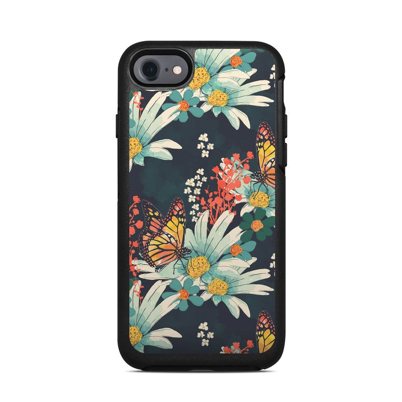 OtterBox Symmetry iPhone 8 Case Skin design of Floral design, Pattern, Flower, Floristry, Textile, Botany, Plant, Visual arts, Design, Flower Arranging, with black, gray, green, red, blue, pink colors