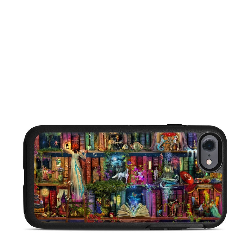 OtterBox Symmetry iPhone 8 Case Skin design of Painting, Art, Theatrical scenery, with black, red, gray, green, blue colors
