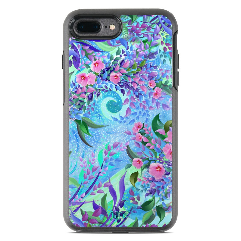 OtterBox Symmetry iPhone 8 Plus Case Skin design of Psychedelic art, Pattern, Lilac, Purple, Art, Pink, Design, Fractal art, Visual arts, Organism, with gray, blue, purple colors