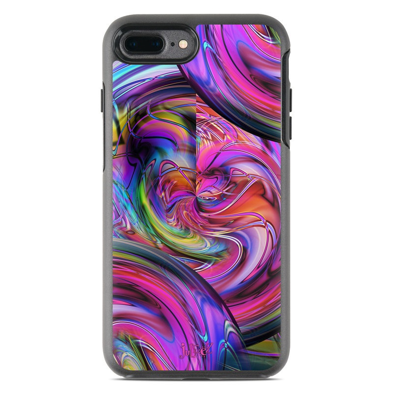 OtterBox Symmetry iPhone 8 Plus Case Skin design of Pattern, Psychedelic art, Purple, Art, Fractal art, Design, Graphic design, Colorfulness, Textile, Visual arts, with purple, black, red, gray, blue, green colors