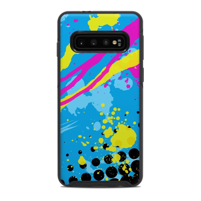 OtterBox Symmetry Galaxy S10 Case Skin design of Blue, Colorfulness, Graphic design, Pattern, Water, Line, Design, Graphics, Illustration, Visual arts, with blue, black, yellow, pink colors
