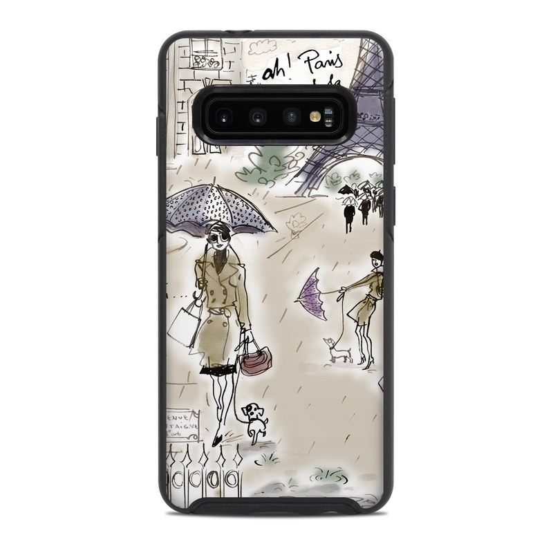 OtterBox Symmetry Galaxy S10 Case Skin design of Cartoon, Umbrella, Illustration, Organism, Art, Fiction, Fictional character, with brown, gray, purple colors