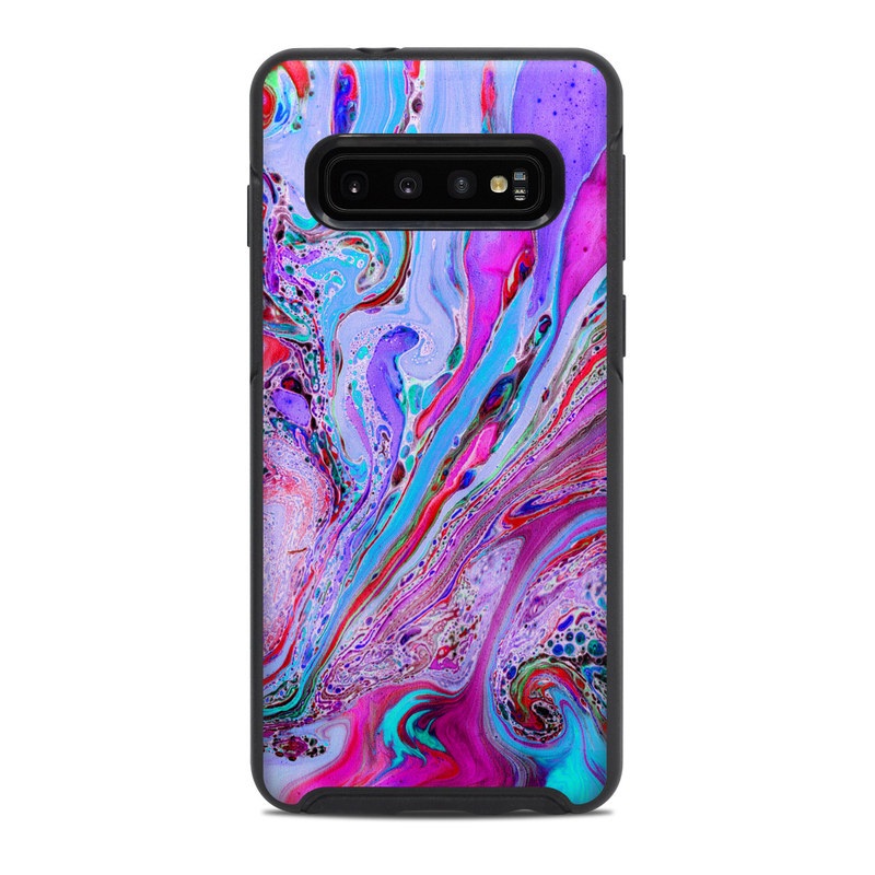 OtterBox Symmetry Galaxy S10 Case Skin design of Pink, Purple, Pattern, Design, Visual arts, Art, Psychedelic art, Magenta, Acrylic paint, Colorfulness, with pink, purple, blue, green colors