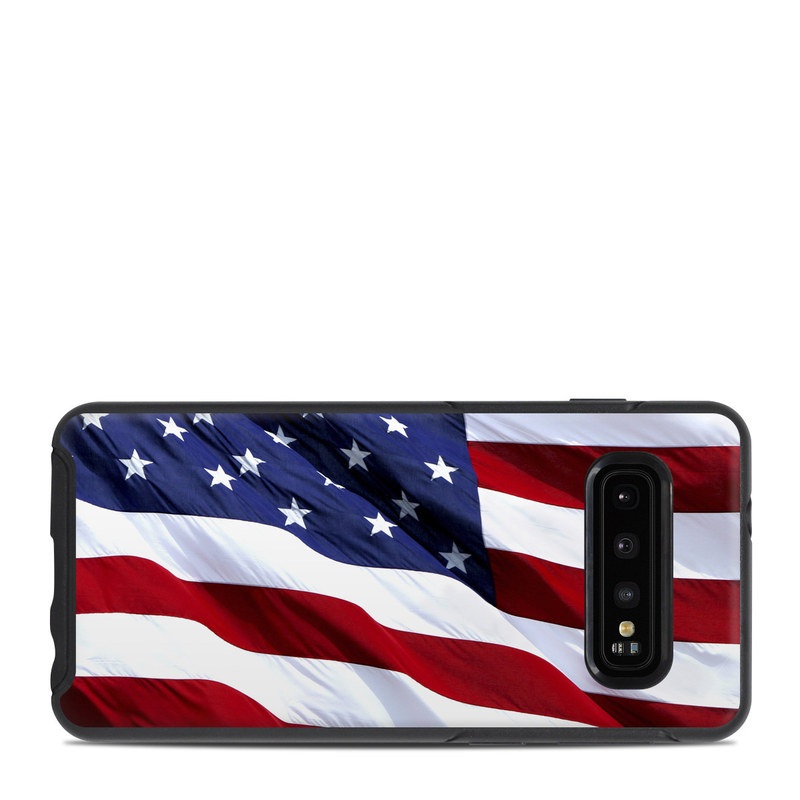 OtterBox Symmetry Galaxy S10 Case Skin design of Flag, Flag of the united states, Flag Day (USA), Veterans day, Memorial day, Holiday, Independence day, Event with red, blue, white colors