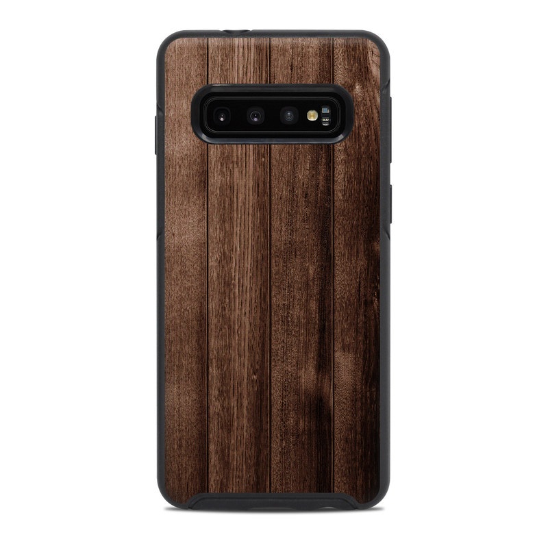 OtterBox Symmetry Galaxy S10 Case Skin design of Wood, Wood flooring, Hardwood, Wood stain, Plank, Brown, Floor, Line, Flooring, Pattern, with brown colors