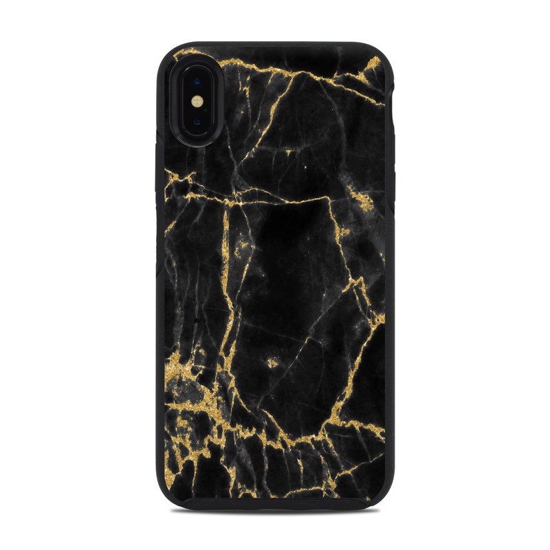 OtterBox Symmetry iPhone XS Max Case Skin design of Black, Yellow, Water, Brown, Branch, Leaf, Rock, Tree, Marble, Sky, with black, yellow colors