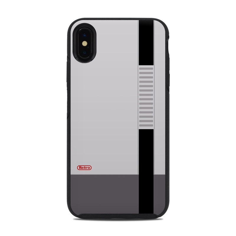 OtterBox Symmetry iPhone XS Max Case Skin design of Text, Font, Red, Product, Logo, Brand, Material property, Graphics, Rectangle, with gray, black, red colors