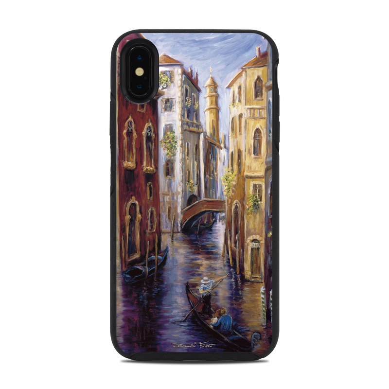 OtterBox Symmetry iPhone XS Max Case Skin design of Painting, Watercolor paint, Waterway, Gondola, Canal, Art, Modern art, Acrylic paint, Visual arts, Building, with black, gray, red, green, blue, pink colors