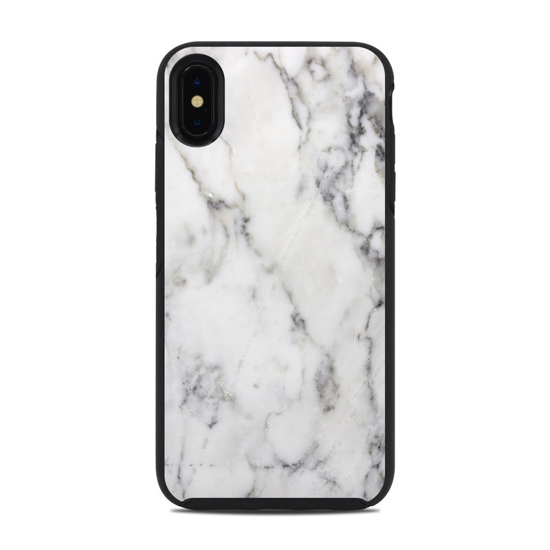 OtterBox Symmetry iPhone XS Max Case Skin design of White, Geological phenomenon, Marble, Black-and-white, Freezing with white, black, gray colors