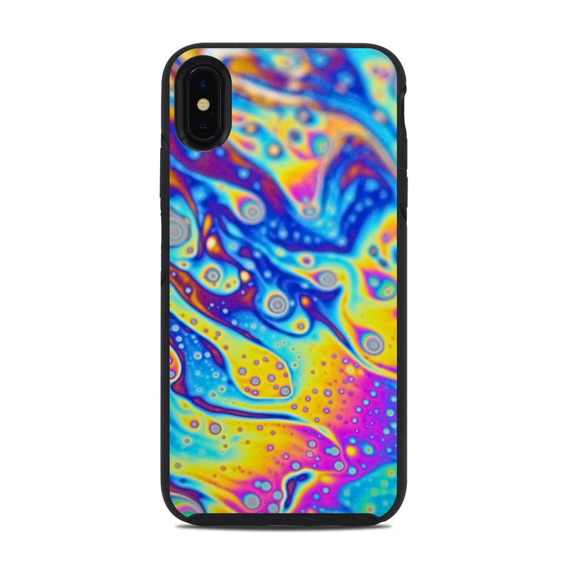 OtterBox Symmetry iPhone XS Max Case Skin design of Psychedelic art, Blue, Pattern, Art, Visual arts, Water, Organism, Colorfulness, Design, Textile, with gray, blue, orange, purple, green colors