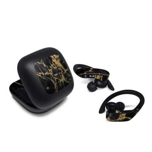 Black Gold Marble Beats Powerbeats Pro Skin