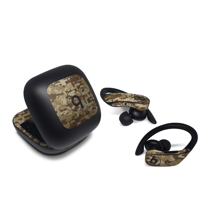 Beats Powerbeats Pro Skin design of Military camouflage, Brown, Pattern, Camouflage, Wall, Beige, Design, Textile, Uniform, Flooring, with brown colors
