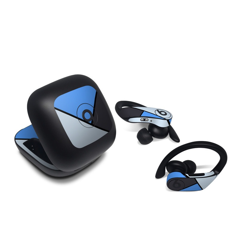 Beats Powerbeats Pro Skin design of Blue, Line, Cobalt blue, Triangle, Azure, Electric blue, Parallel, Symmetry, Font, with blue, gray, black colors