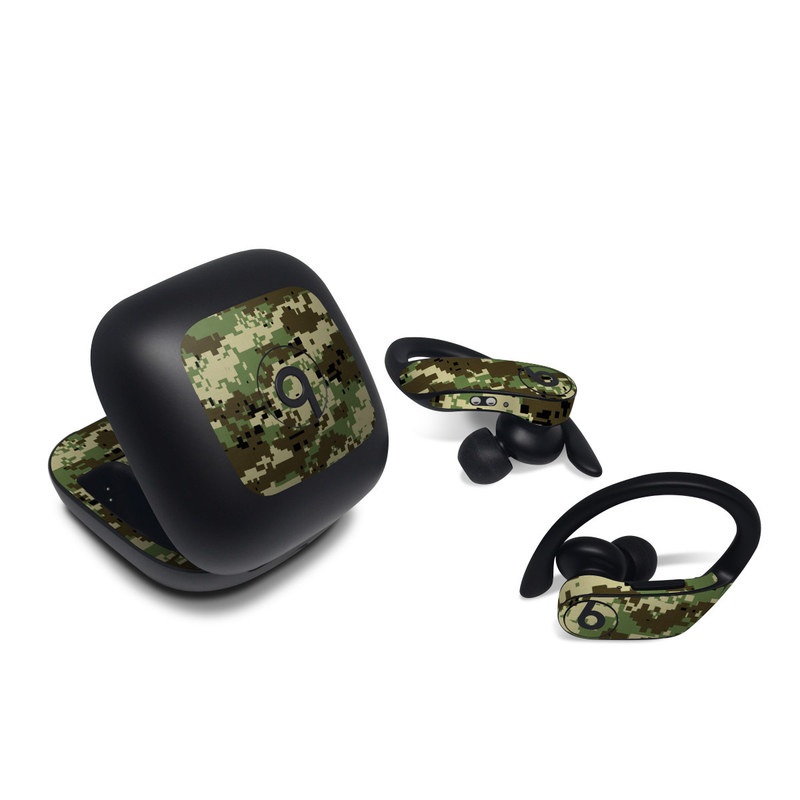 Beats Powerbeats Pro Skin design of Military camouflage, Pattern, Camouflage, Green, Uniform, Clothing, Design, Military uniform, with black, gray, green colors