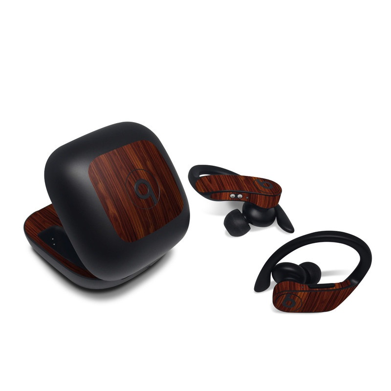 Beats Powerbeats Pro Skin design of Wood, Red, Brown, Hardwood, Wood flooring, Wood stain, Caramel color, Laminate flooring, Flooring, Varnish, with black, red colors