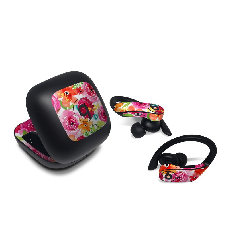 Beats Powerbeats Pro Skin design of Flower, Cut flowers, Floral design, Plant, Pink, Bouquet, Petal, Flower Arranging, Artificial flower, Clip art, with pink, red, green, orange, yellow, blue, white colors