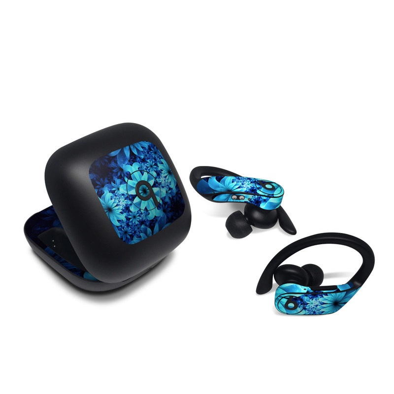 Beats Powerbeats Pro Skin design of Nature, Blue, Petal, Organism, Darkness, Flower, Colorfulness, Electric Blue, Majorelle Blue, Pattern, Botany, Still Life Photography, Space, Aquatic Plant, Fractal Art, Visual Arts, Illustration, Symmetry, Midnight, Wildflower, Painting, Still Life, with black, blue, white colors