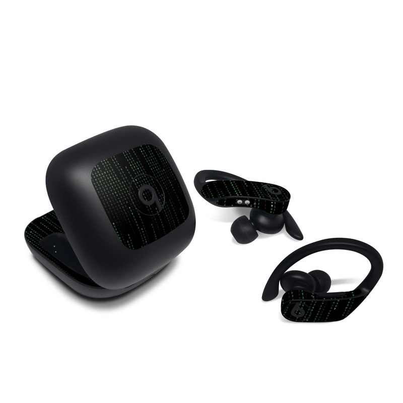 Beats Powerbeats Pro Skin design of Green, Black, Pattern, Symmetry, with black colors