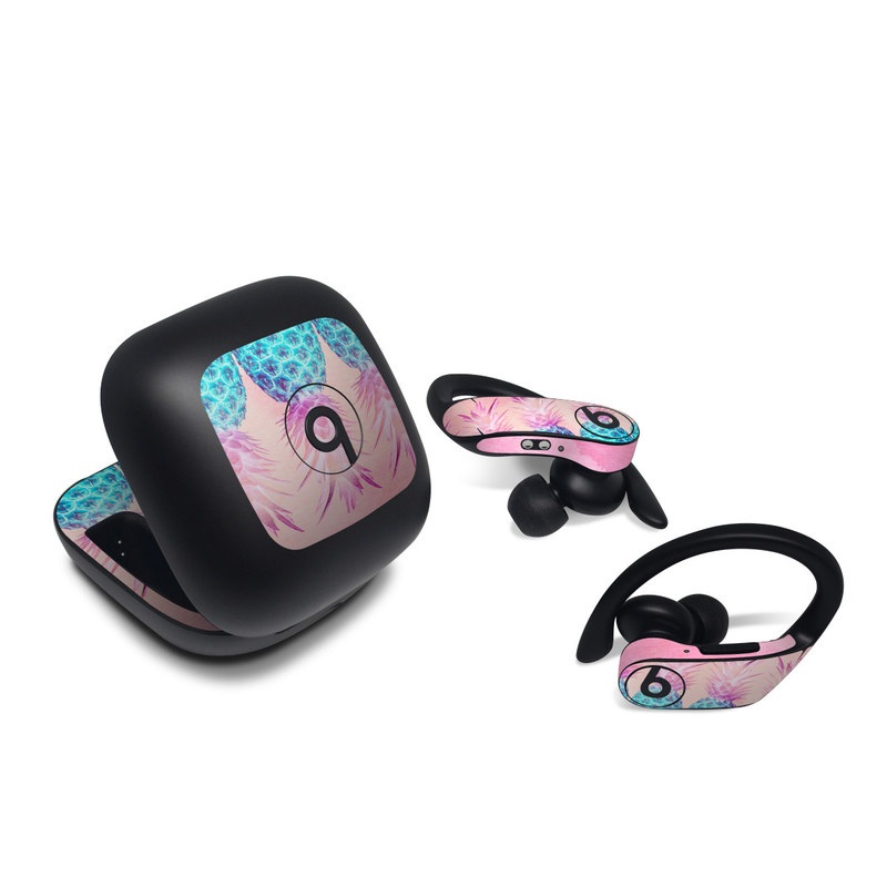 Beats Powerbeats Pro Skin design of Pineapple, Ananas, Pink, Fruit, Plant, Bromeliaceae, Pattern, Poales, with pink, blue, orange colors