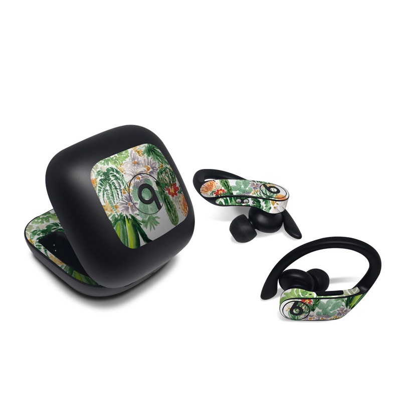 Beats Powerbeats Pro Skin design of Cactus, Plant, Flower, Botany, Leaf, Illustration, Pine, Grass, Succulent plant, Branch, with white, green, red, orange colors