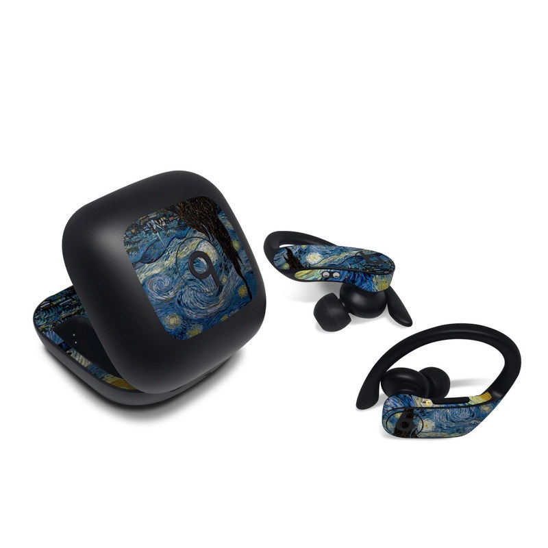Beats Powerbeats Pro Skin design of Painting, Purple, Art, Tree, Illustration, Organism, Watercolor paint, Space, Modern art, Plant, with gray, black, blue, green colors
