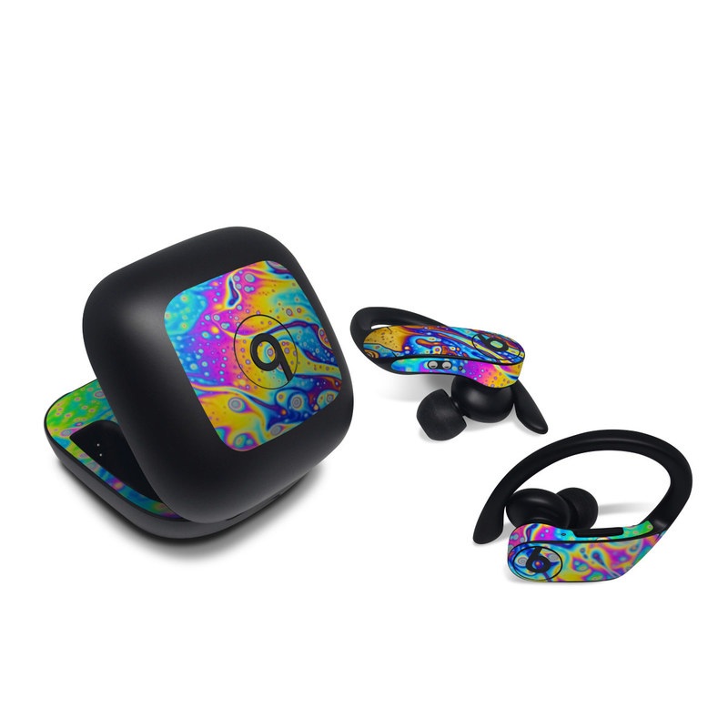 Beats Powerbeats Pro Skin design of Psychedelic art, Blue, Pattern, Art, Visual arts, Water, Organism, Colorfulness, Design, Textile, with gray, blue, orange, purple, green colors