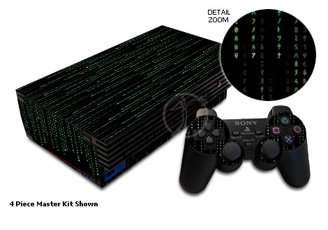 Older PS2 Skin design of Green, Black, Pattern, Symmetry with black colors