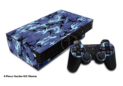 Older PS2 Skin design of Military camouflage, Pattern, Blue, Aqua, Teal, Design, Camouflage, Textile, Uniform with blue, black, gray, purple colors