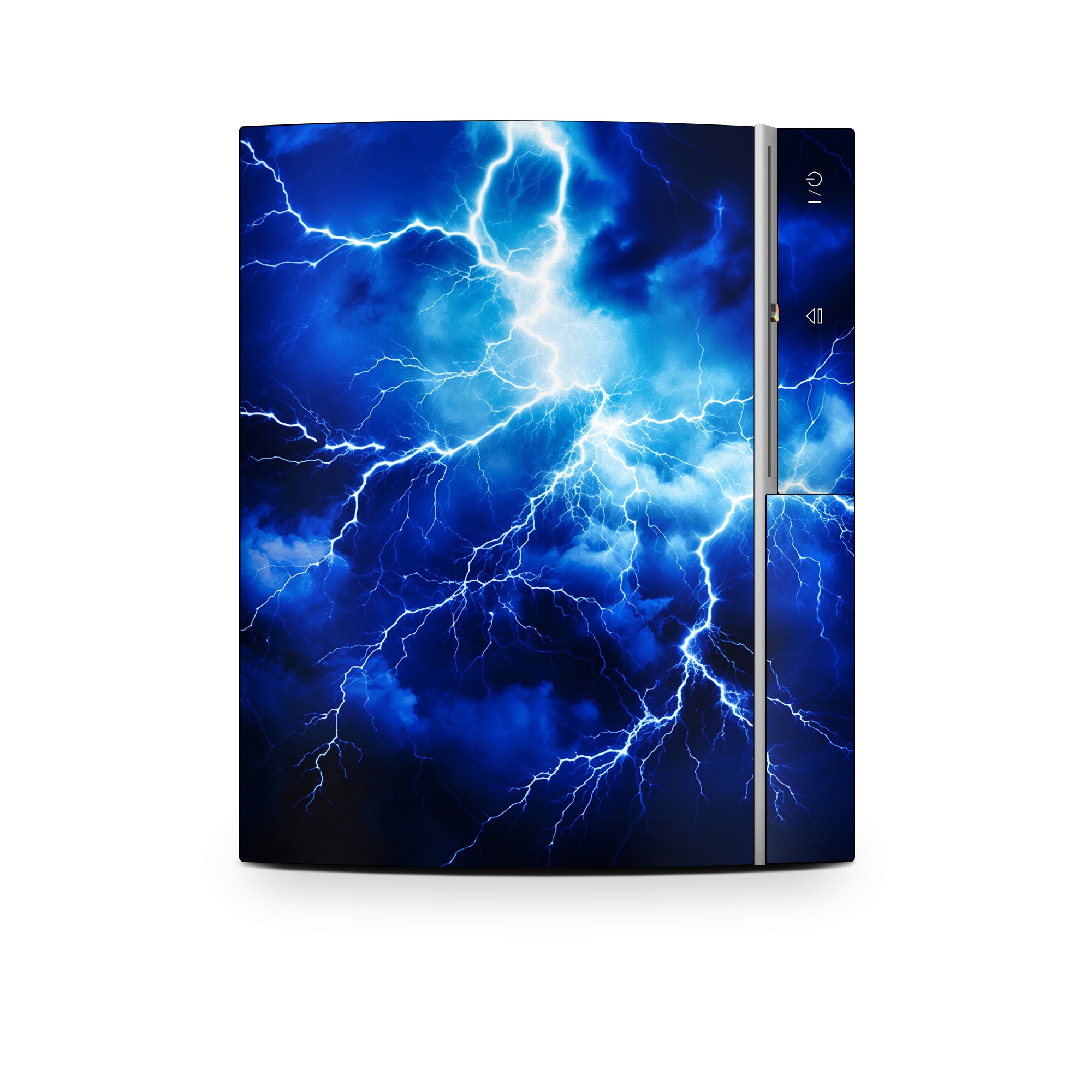 Old PS3 Skin design of Thunder, Sky, Atmosphere, Daytime, Cloud, Water, Lightning, Light, Azure, Natural environment, with black, blue colors