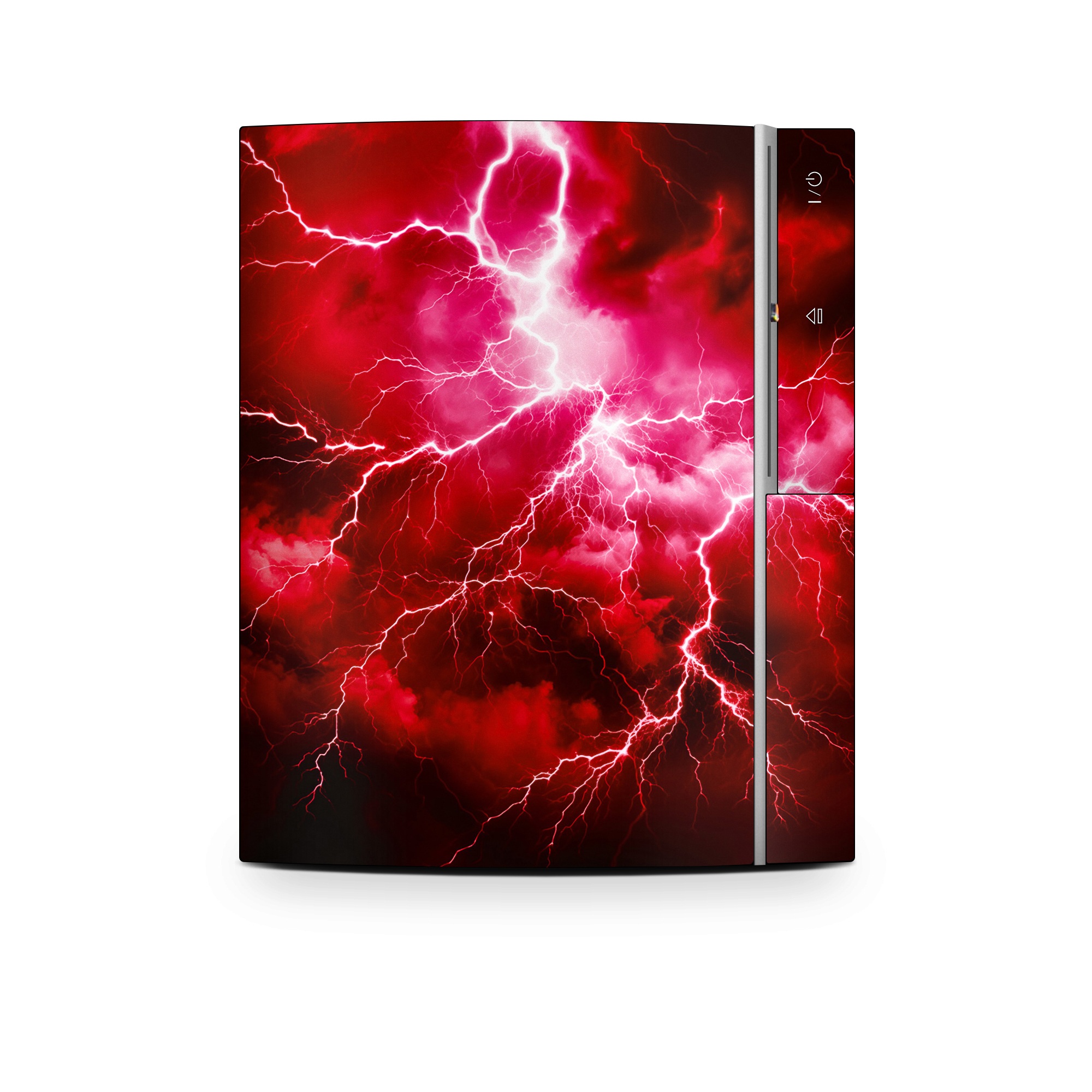 Old PS3 Skin design of Thunder, Atmosphere, Sky, Light, Purple, Lighting, Water, Thunderstorm, Electricity, Pink, with black, red colors