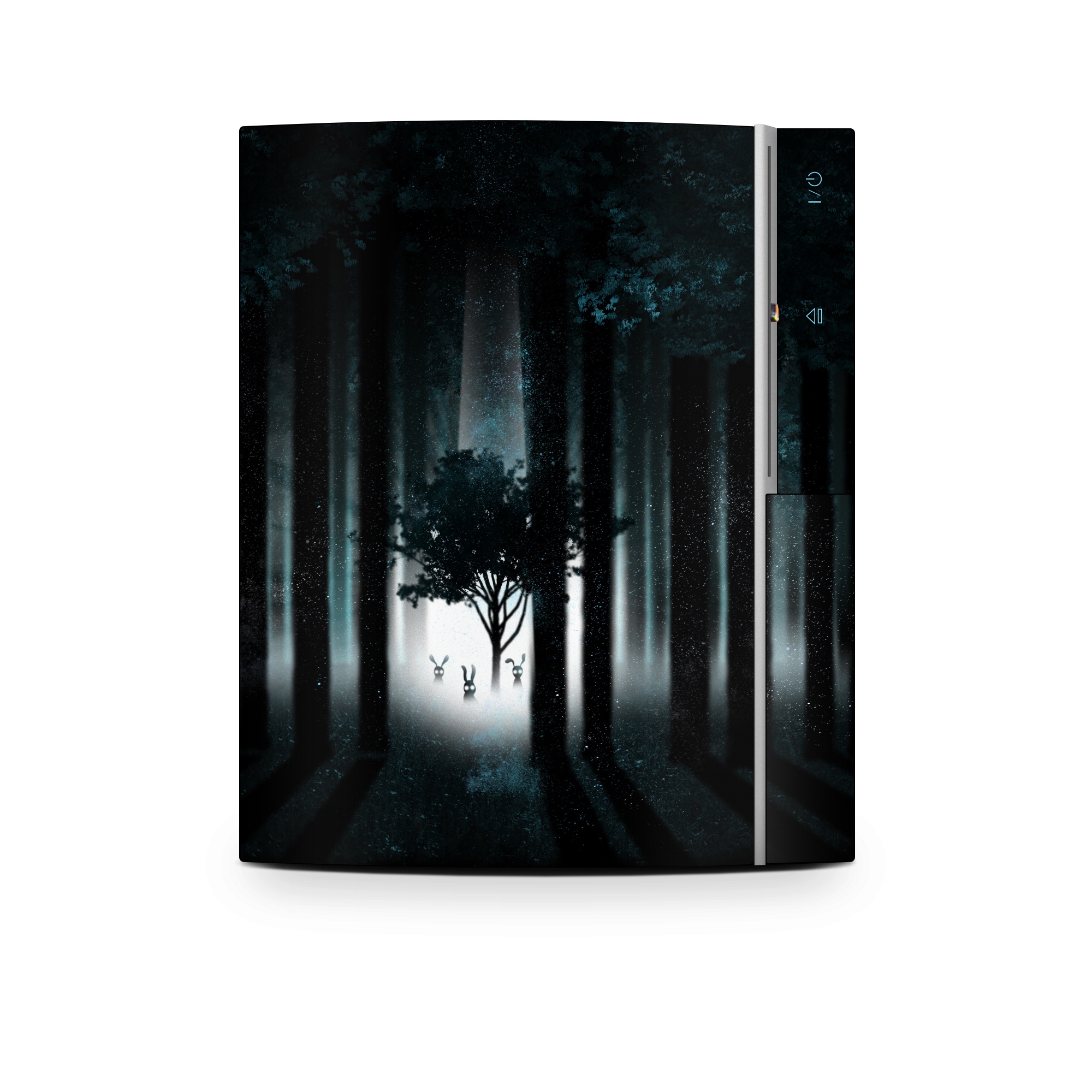Old PS3 Skin design of Darkness, Black, Nature, Tree, Natural environment, Forest, Atmosphere, Atmospheric phenomenon, Light, Natural landscape, with black, blue, white colors