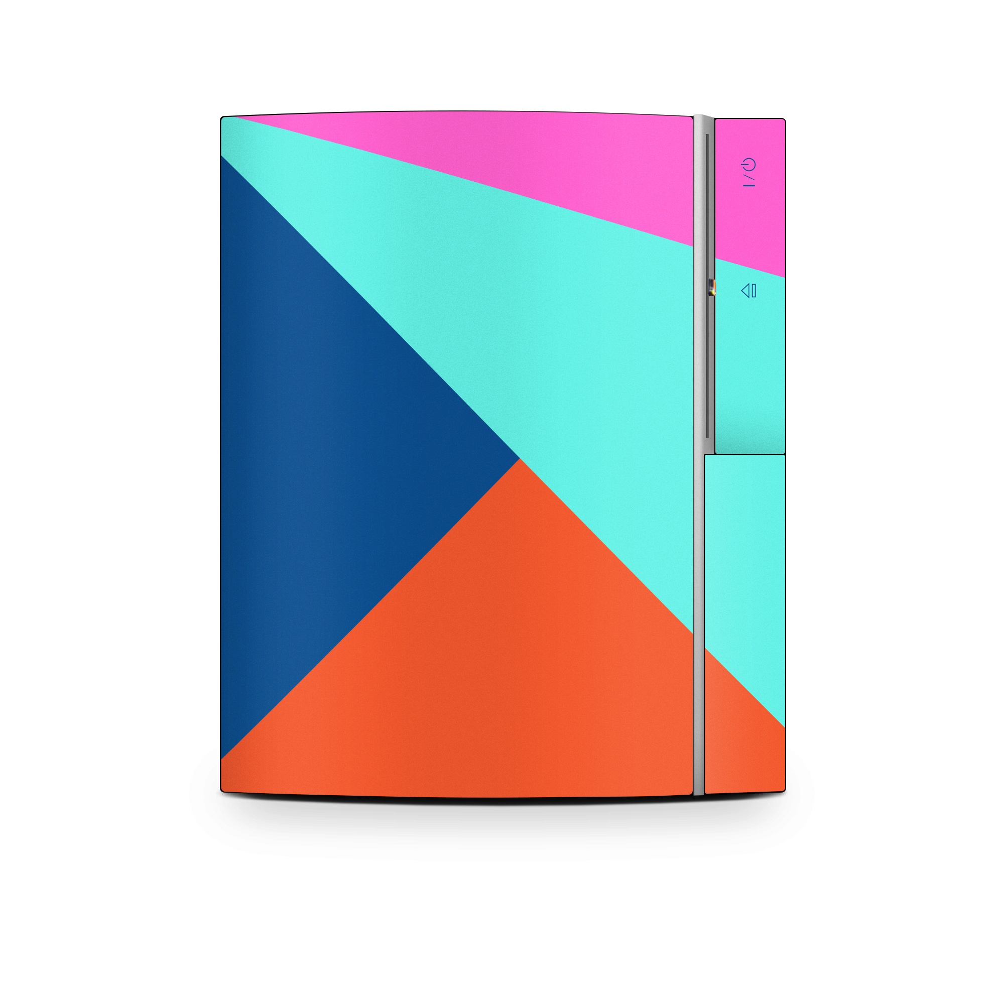 Old PS3 Skin design of Blue, Colorfulness, Turquoise, Line, Azure, Triangle, Pattern, Graphic design, Magenta, with blue, pink, orange, red colors