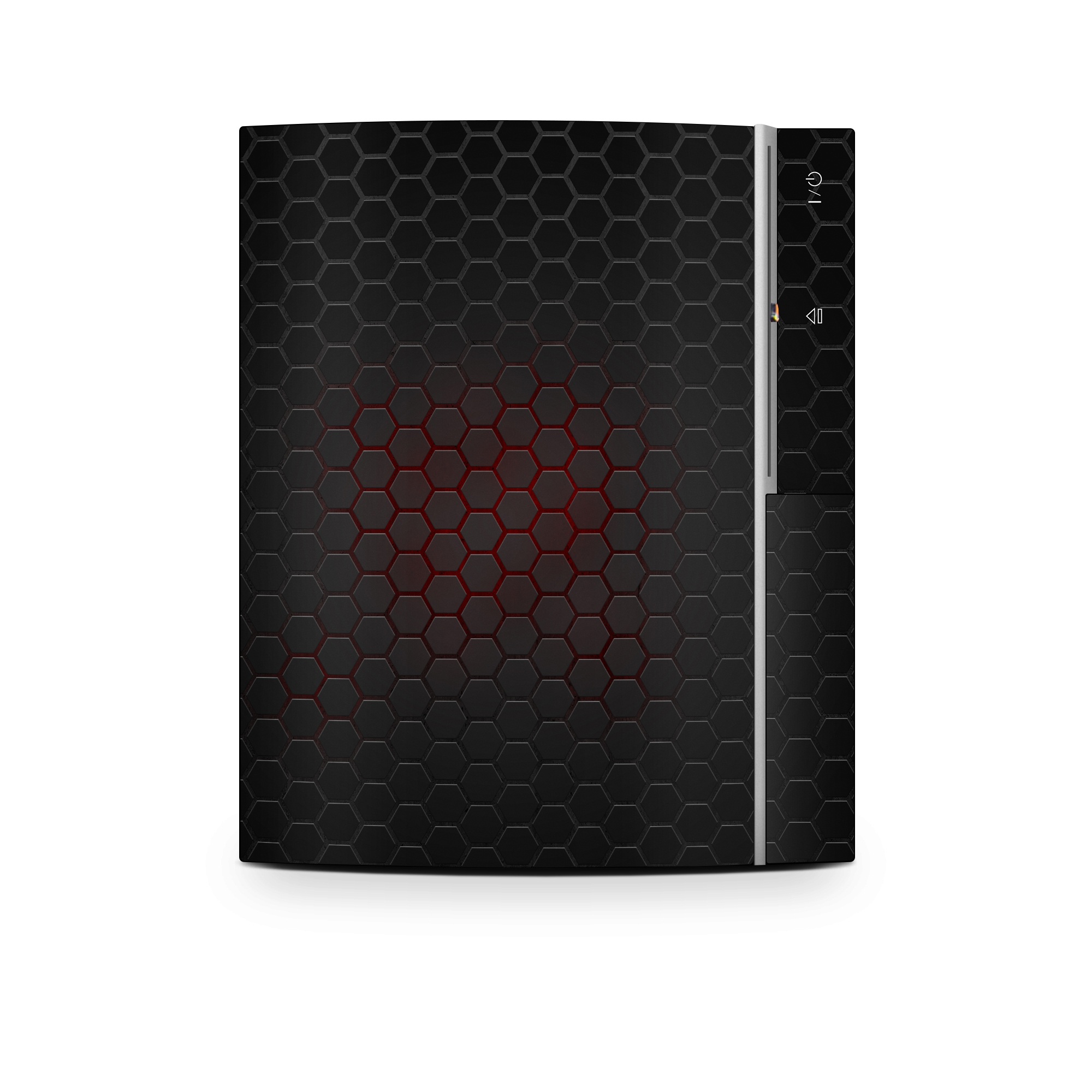 Old PS3 Skin design of Black, Pattern, Metal, Design, Mesh, Carbon, Space, Wallpaper, with black, red colors