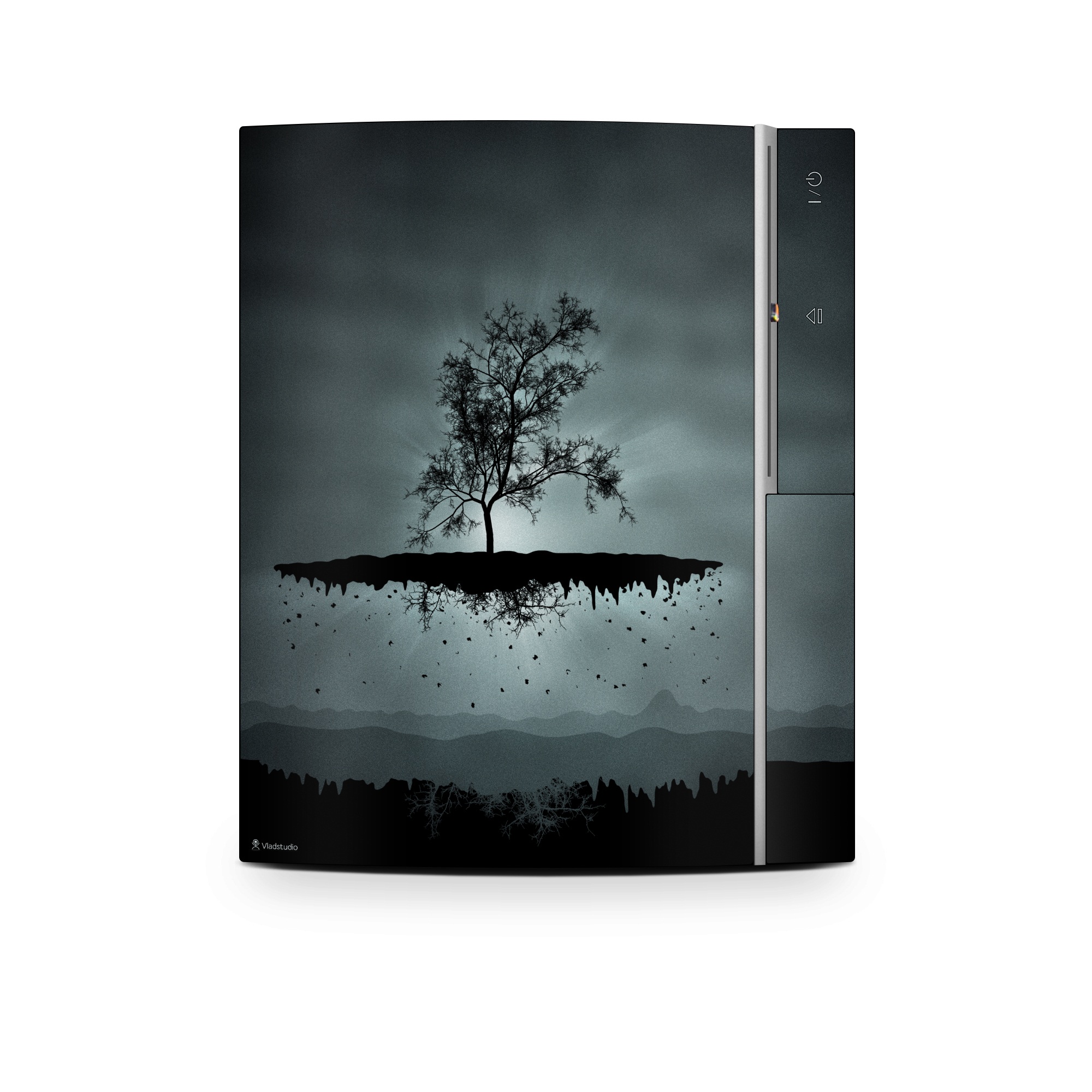Old PS3 Skin design of Reflection, Sky, Nature, Water, Black, Tree, Black-and-white, Monochrome photography, Natural landscape, Atmospheric phenomenon, with black, gray, blue colors