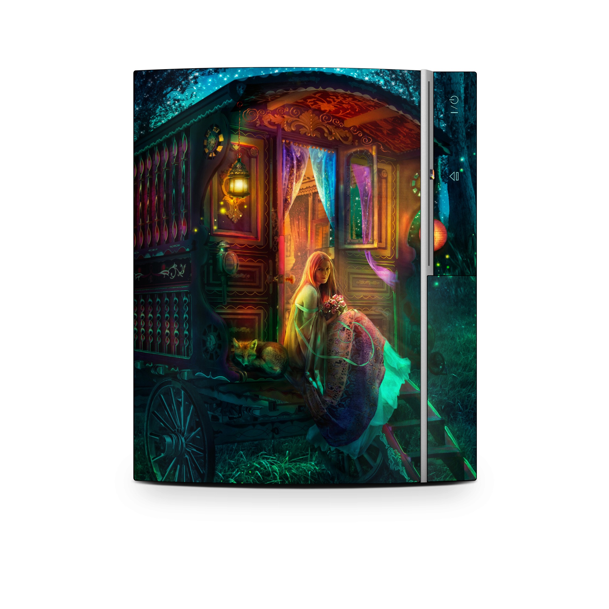 Old PS3 Skin design of Illustration, Adventure game, Darkness, Art, Digital compositing, Fictional character, Games, with black, red, blue, green colors