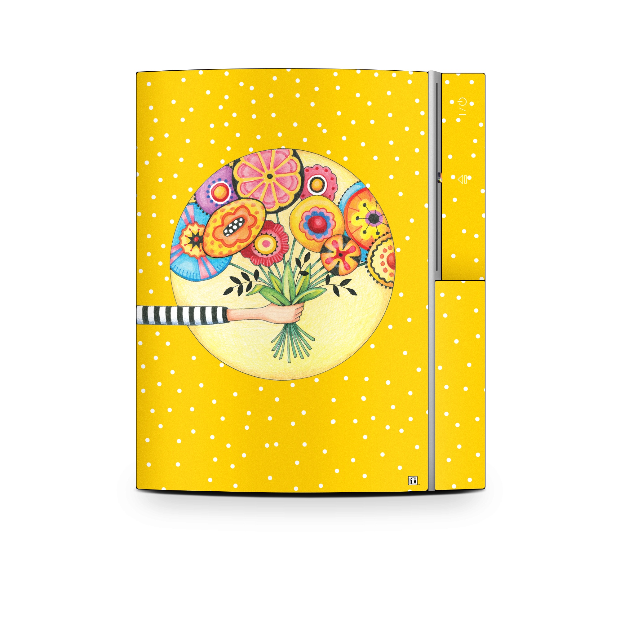 Old PS3 Skin design of Circle, Illustration, Clip art, Plant, with orange, yellow, pink, gray, green, black colors