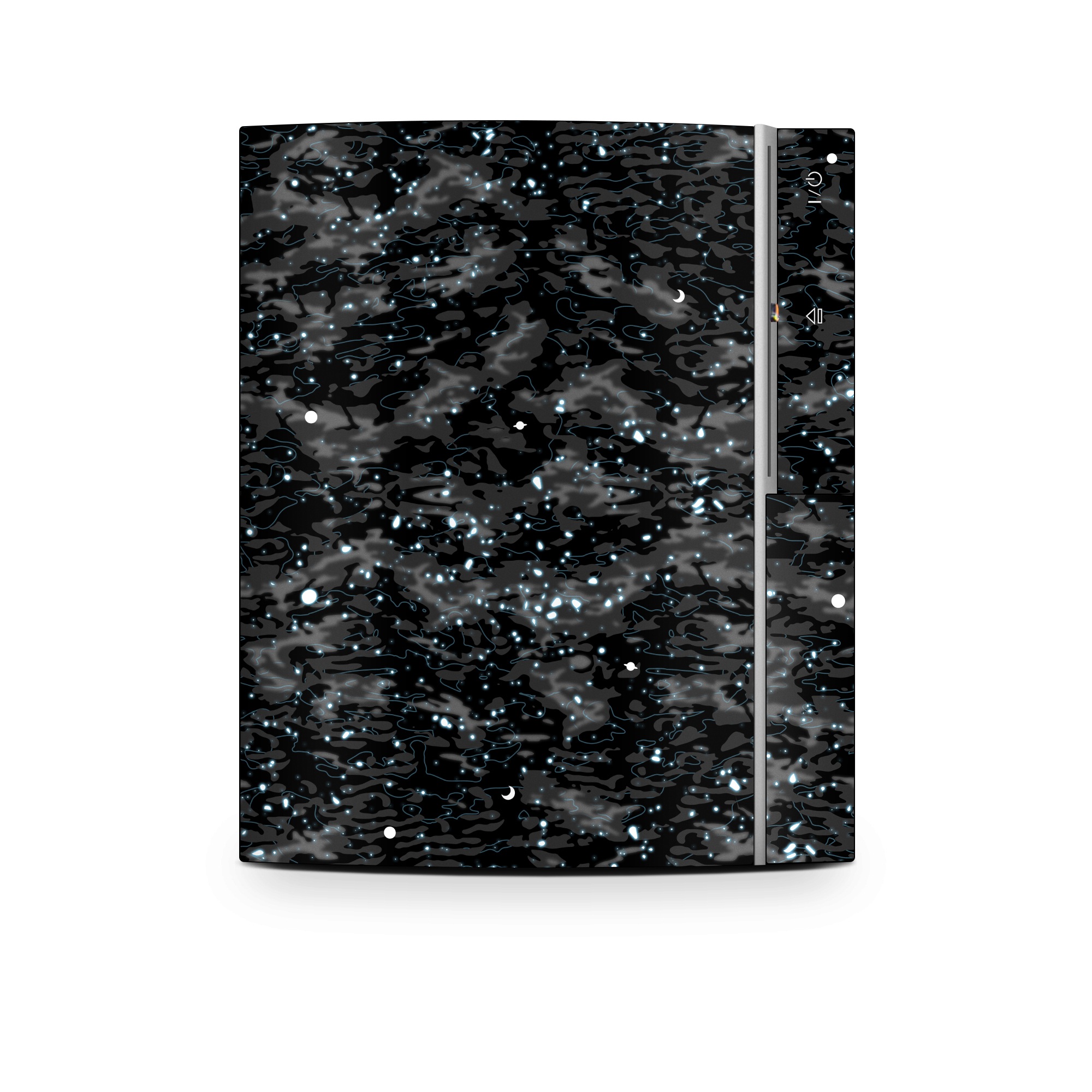 Old PS3 Skin design of Black, Water, Space, Black-and-white, Granite, with blue, white, gray, blue colors