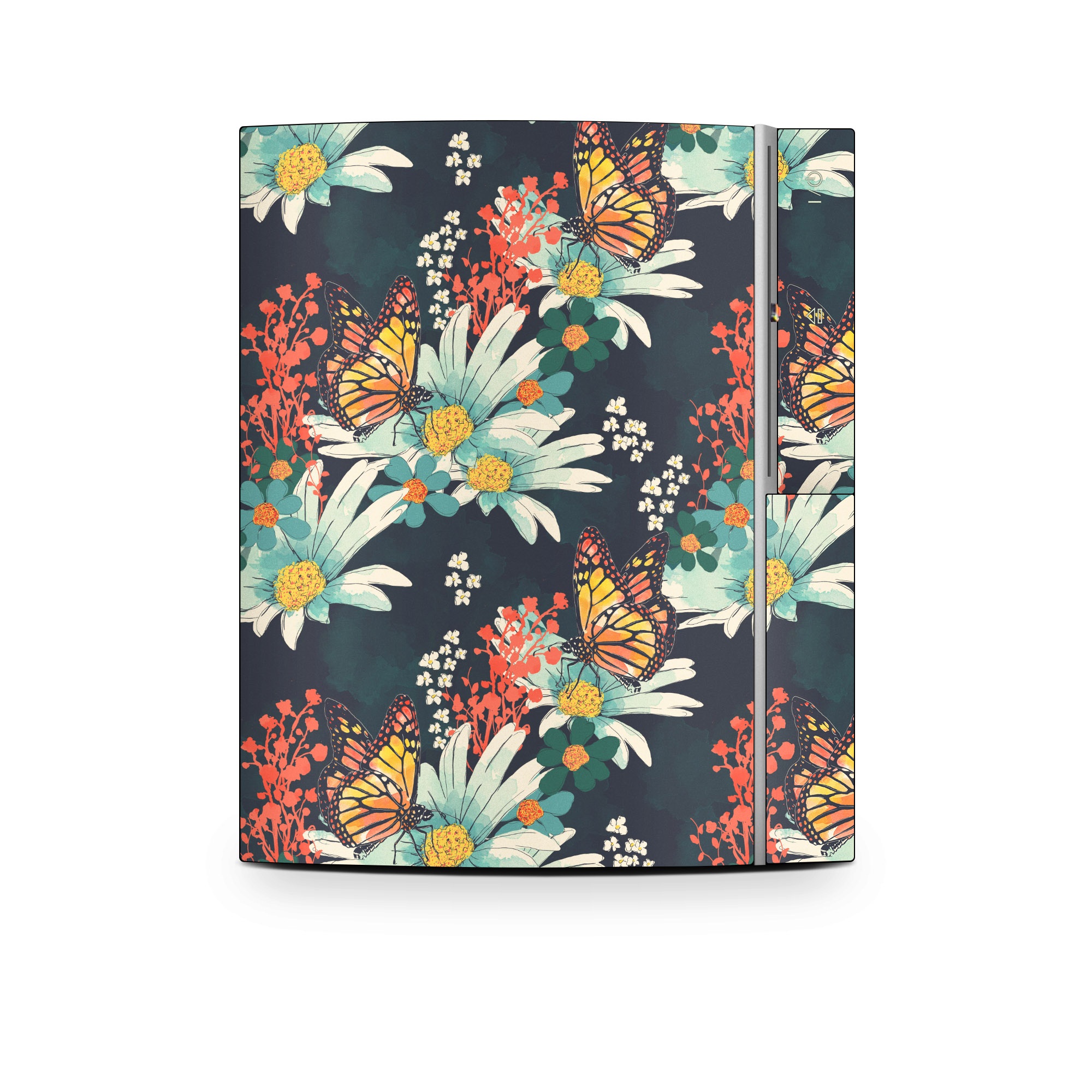 Old PS3 Skin design of Floral design, Pattern, Flower, Floristry, Textile, Botany, Plant, Visual arts, Design, Flower Arranging, with black, gray, green, red, blue, pink colors