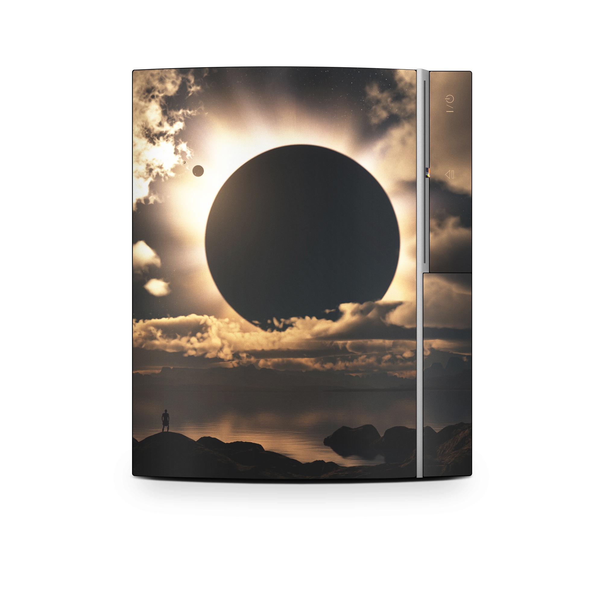 Old PS3 Skin design of Sky, Cloud, Daytime, Eclipse, Atmosphere, Cumulus, Sunlight, Sun, Astronomical object, Celestial event, with black, red, green, gray, pink, yellow colors