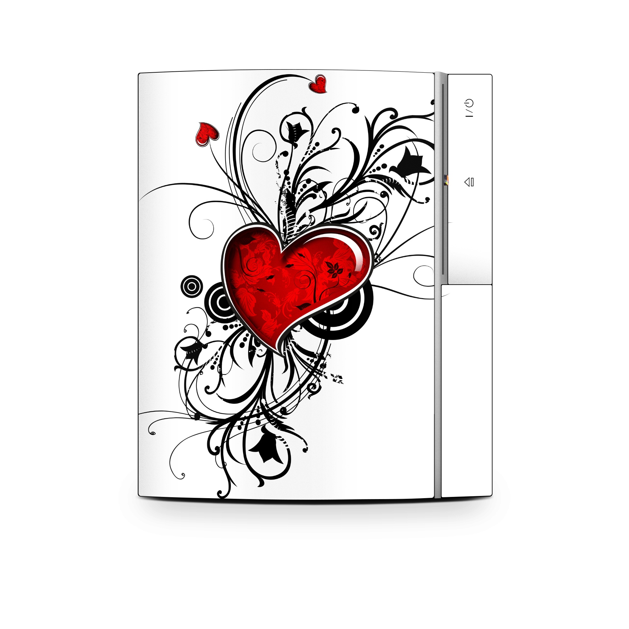 Old PS3 Skin design of Heart, Line art, Love, Clip art, Plant, Graphic design, Illustration, with white, gray, black, red colors