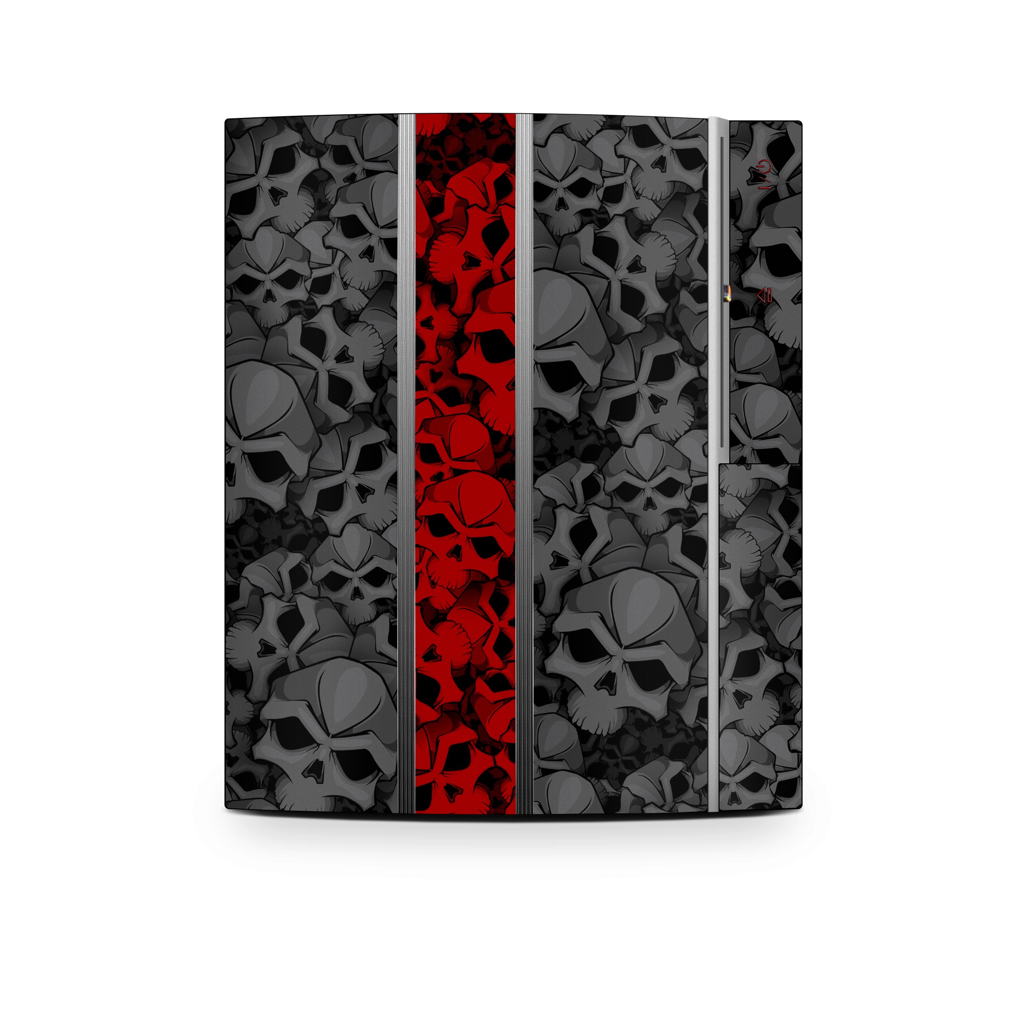 Old PS3 Skin design of Font, Text, Pattern, Design, Graphic design, Black-and-white, Monochrome, Graphics, Illustration, Art, with black, red, gray colors