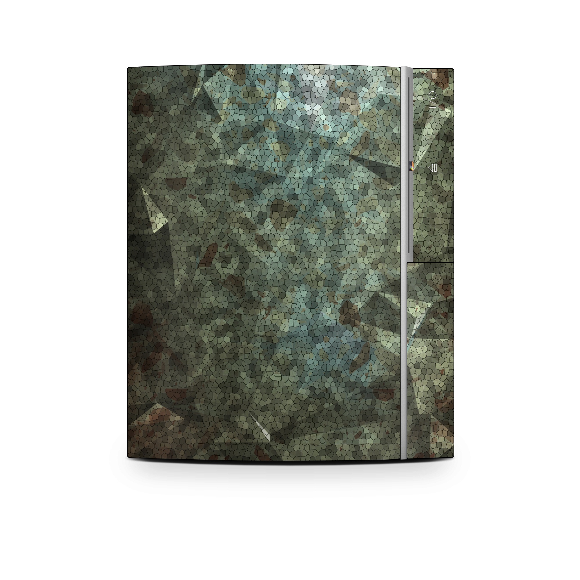 Old PS3 Skin design of Green, Pattern, Brown, Wall, Design, Rock, Geology, Camouflage, Granite, Metal, with black, brown, blue, gray, white colors