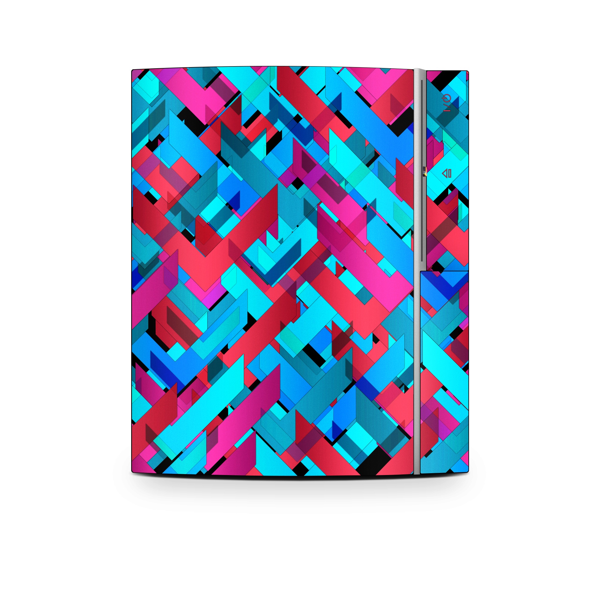 Old PS3 Skin design of Pattern, Turquoise, Line, Teal, Magenta, Design, Textile, Symmetry, Colorfulness, with blue, red, purple, black colors