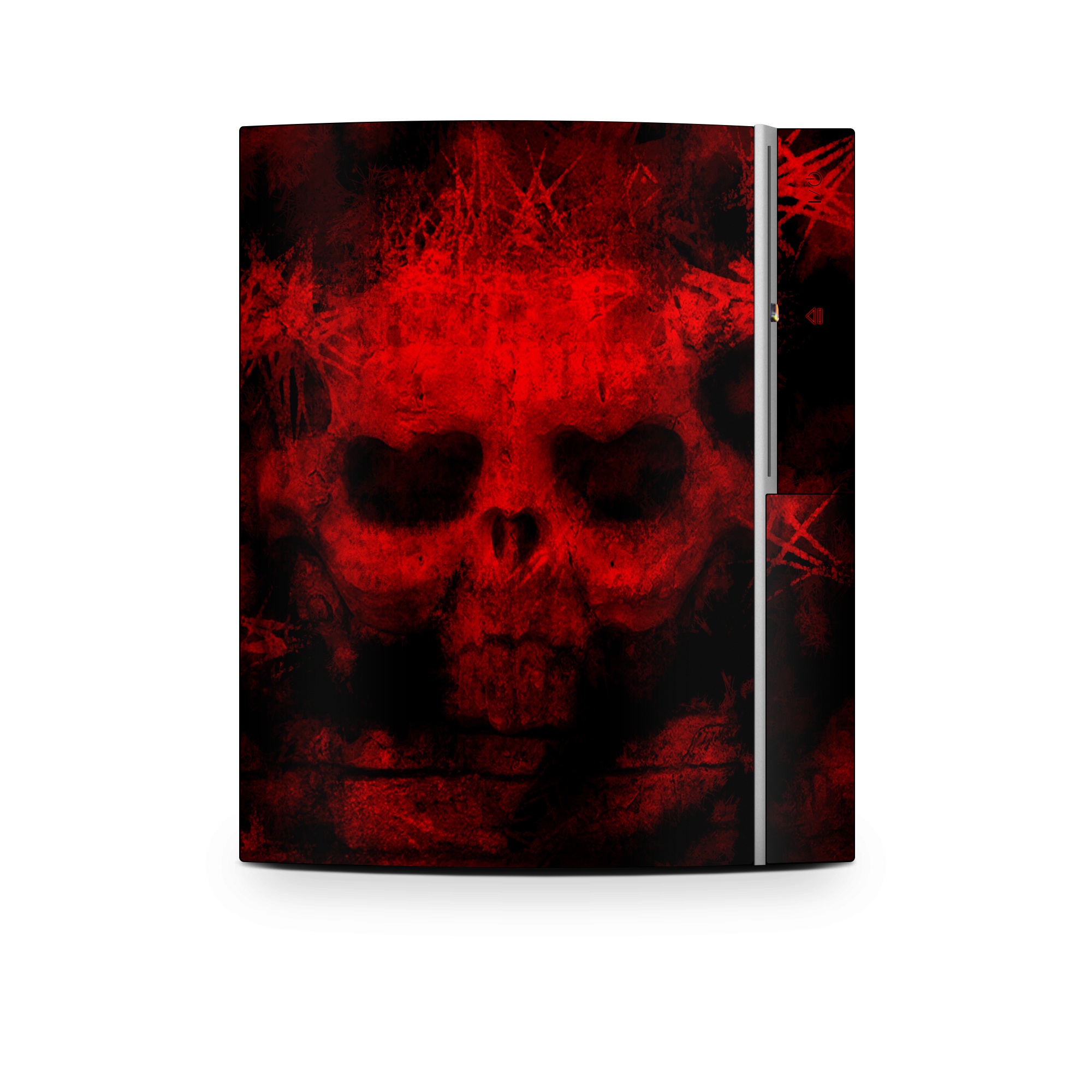 Old PS3 Skin design of Red, Skull, Bone, Darkness, Mouth, Graphics, Pattern, Fiction, Art, Fractal art, with black, red colors