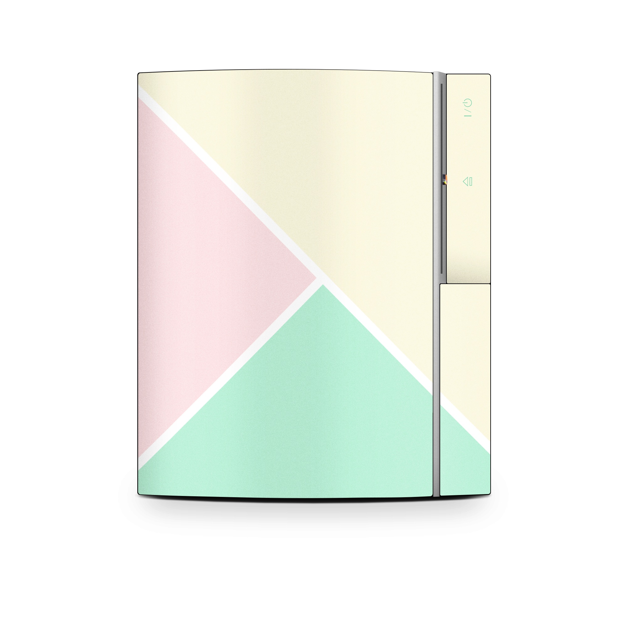 Old PS3 Skin design of Green, Aqua, Turquoise, Blue, Pink, Yellow, Line, Teal, Pattern, Design, with yellow, pink, green colors